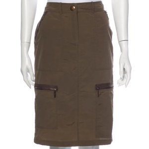 Celine Green Cargo Pocket Pencil Skirt 38